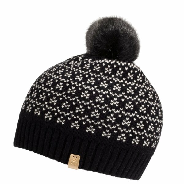 Bonnet Femme pompon Jacquard Noir